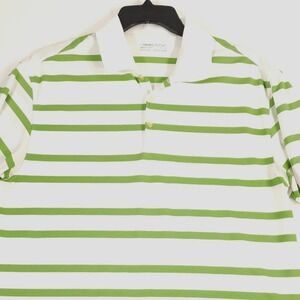 Nike Polo Shirt Mens Large Green Striped Golf Performance Short Sleeve Paw Logo